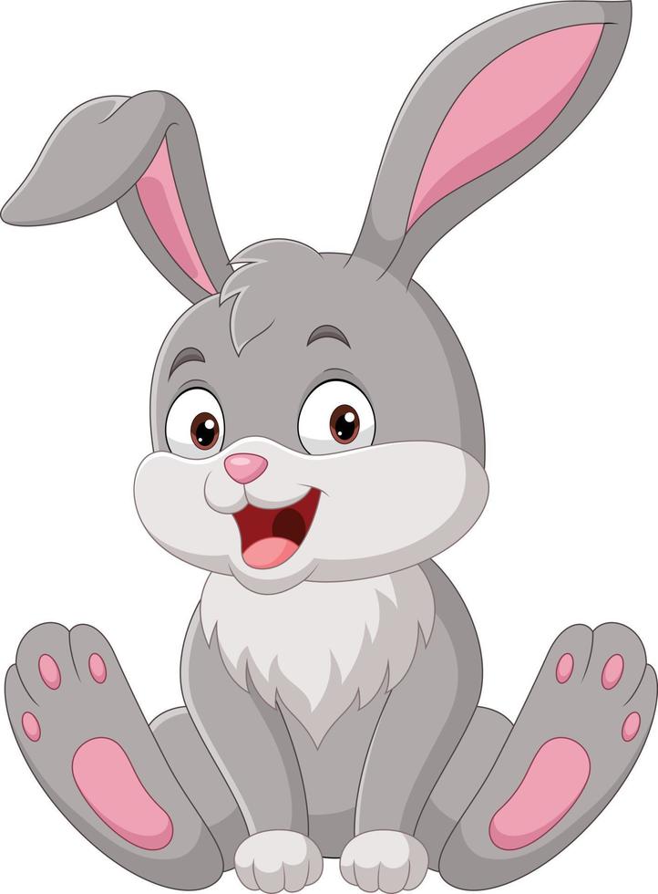 Cartoon funny rabbit sitting on white background vector