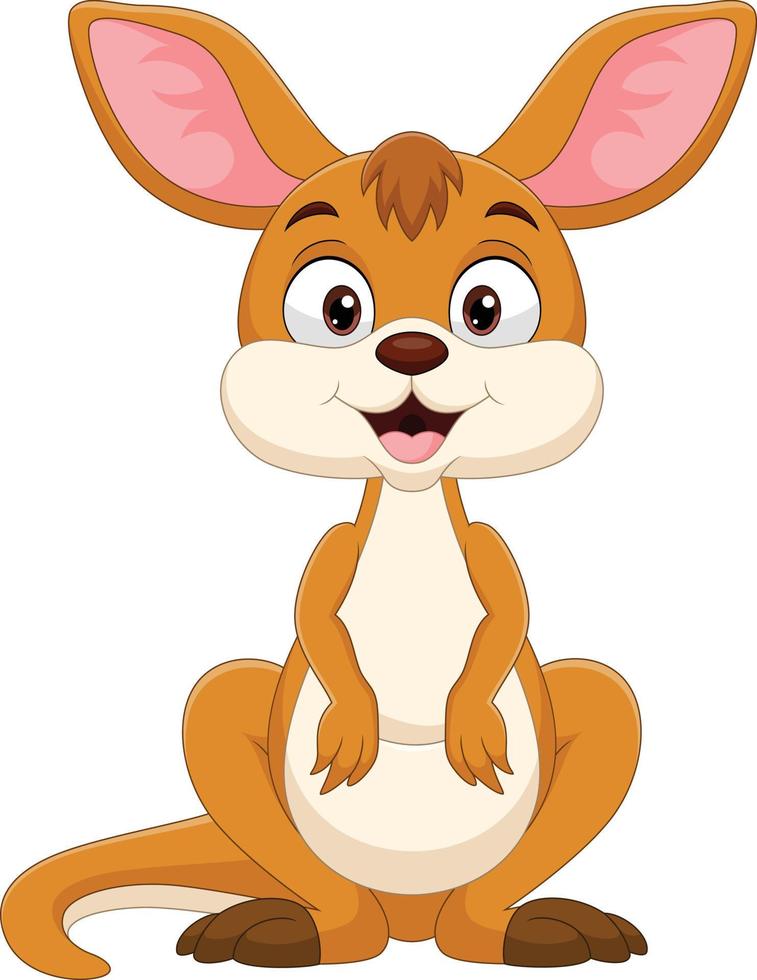 Cartoon cute little kangaroo on white background vector