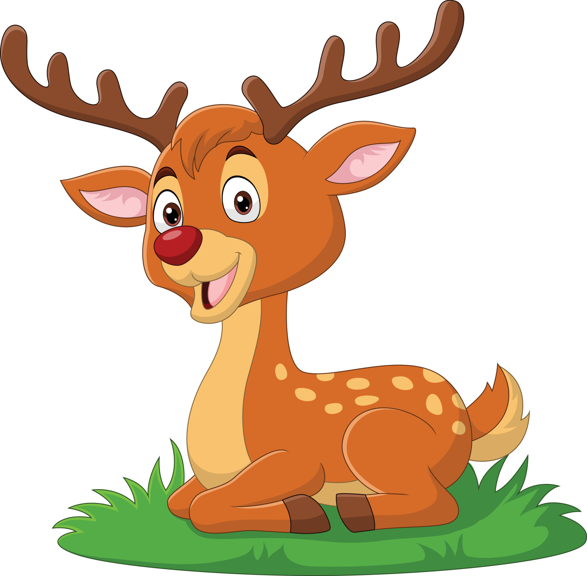 Cartoon cute little deer sitting in the grass 7152981 Vector Art at Vecteezy