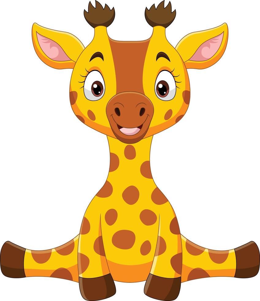 Cute baby giraffe cartoon sitting 7152983 Vector Art at Vecteezy