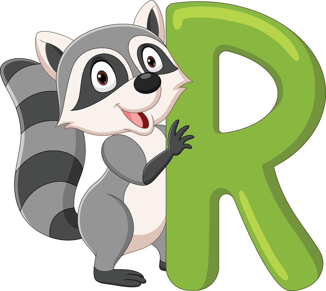alfabeto letra r para mapache vector
