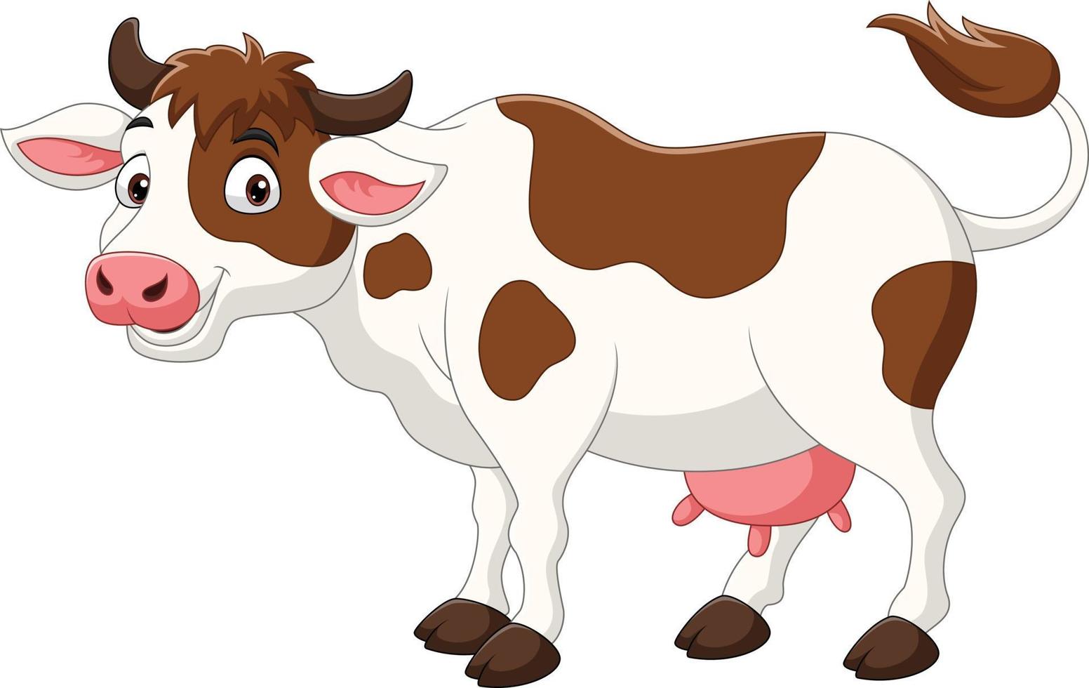 vaca de dibujos animados feliz aislada sobre fondo blanco vector