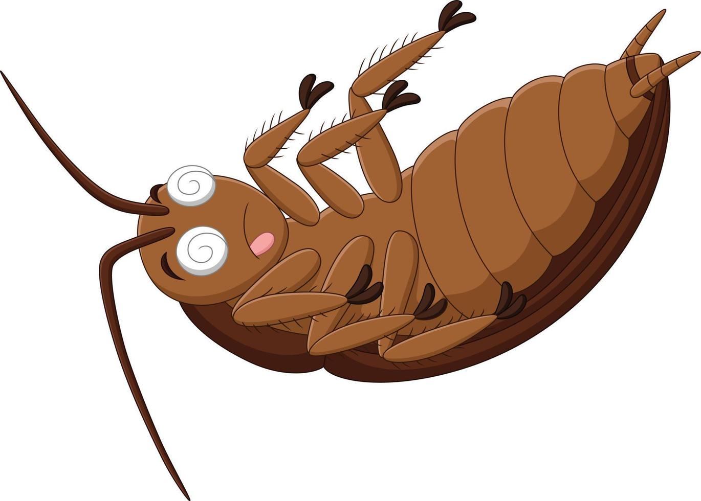 Cartoon dead cockroach on white background vector