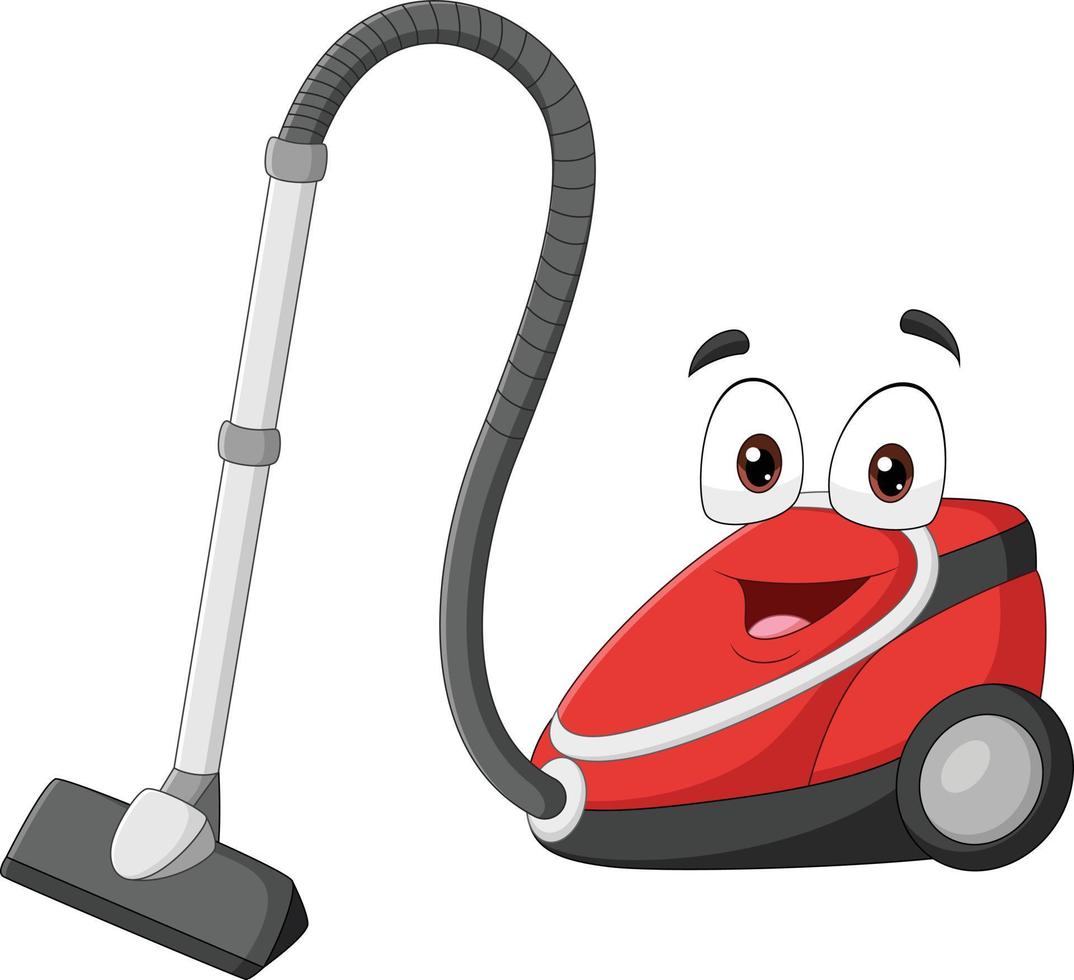 Cartoon smiling vacuum cleaner character vector