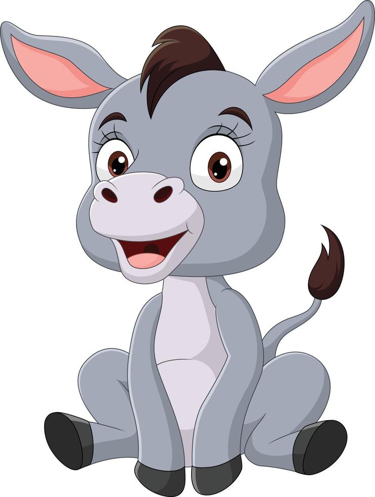 Cute baby donkey cartoon sitting vector