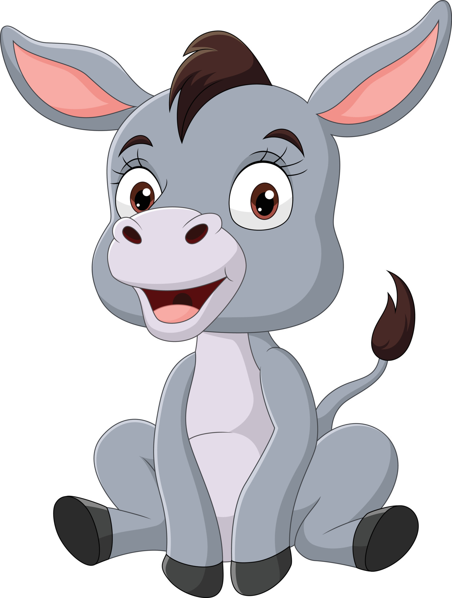Cute baby donkey cartoon sitting 7153020 Vector Art at Vecteezy