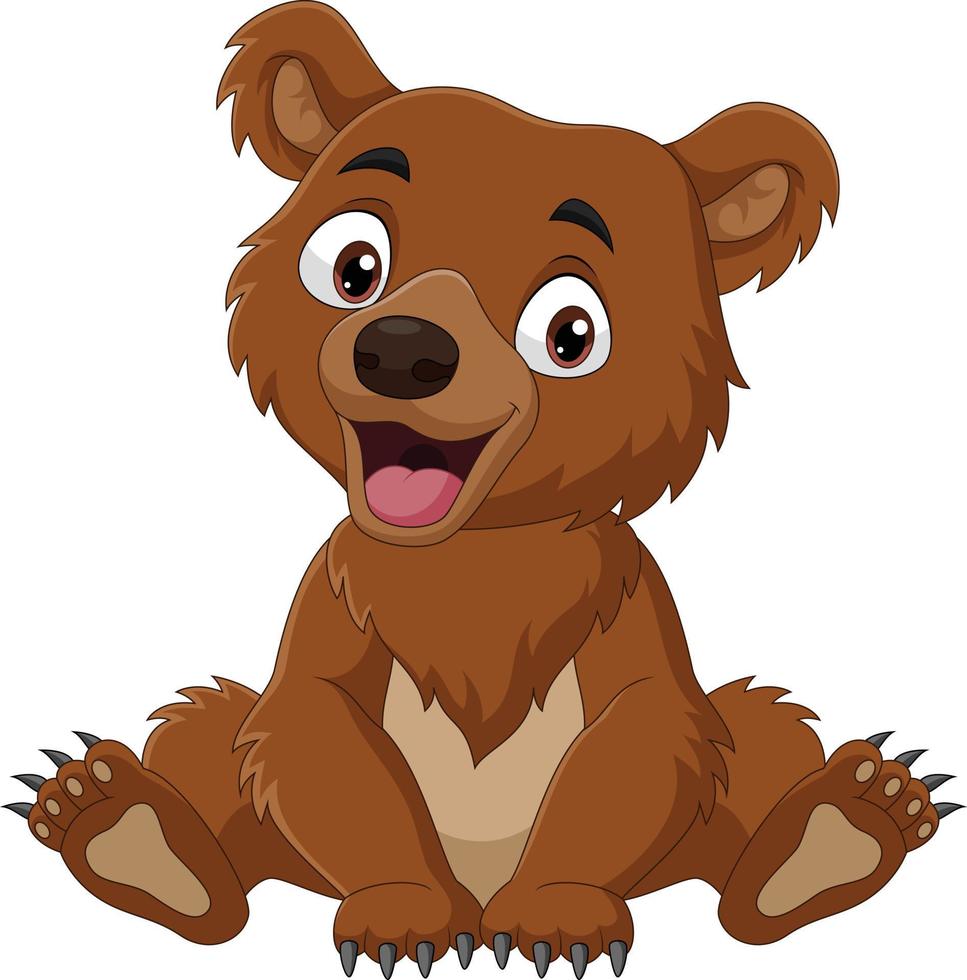 Cartoon funny little bear sitting vector