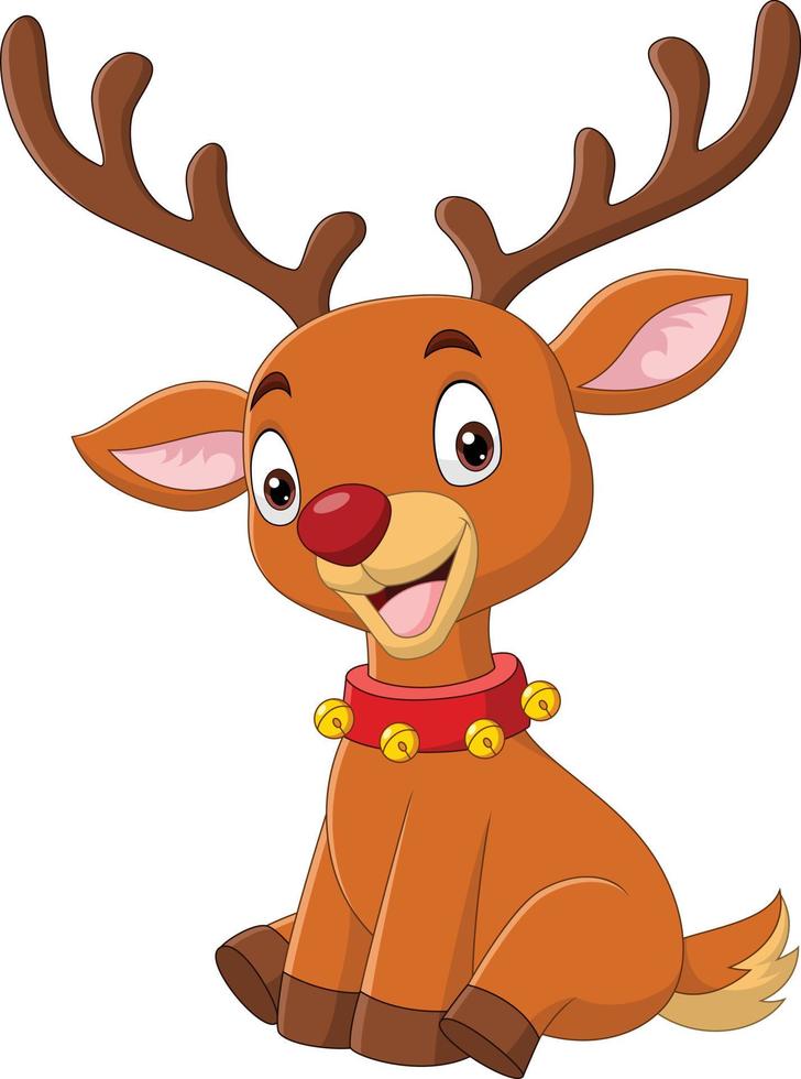 Cartoon cute little deer sitting vector