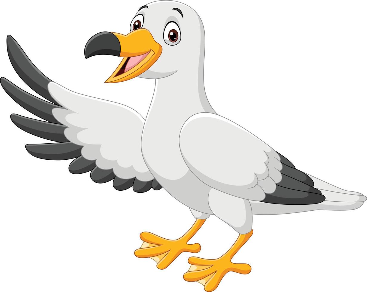 Cartoon funny seagull on white background vector