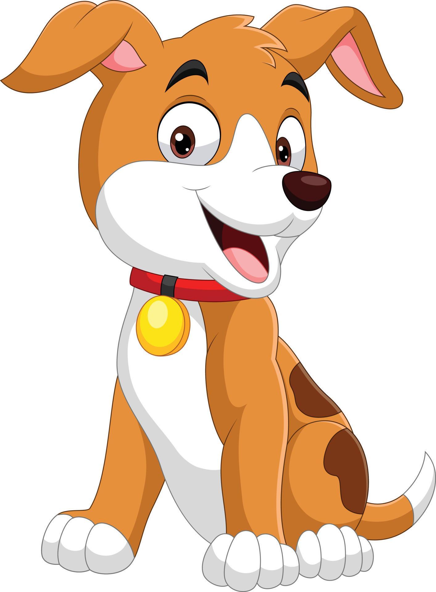 Cartoon funny little dog sitting 7153067 Vector Art at Vecteezy