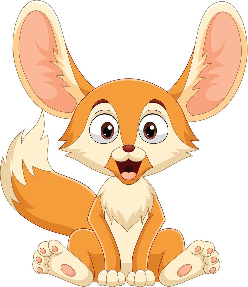 Cartoon cute little fennec fox sitting vector