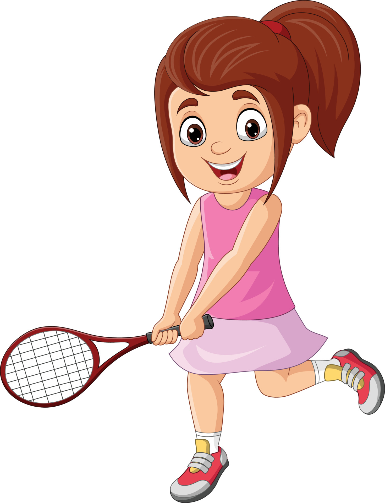 Cartoon little girl playing tennis 7153093 Vector Art at Vecteezy