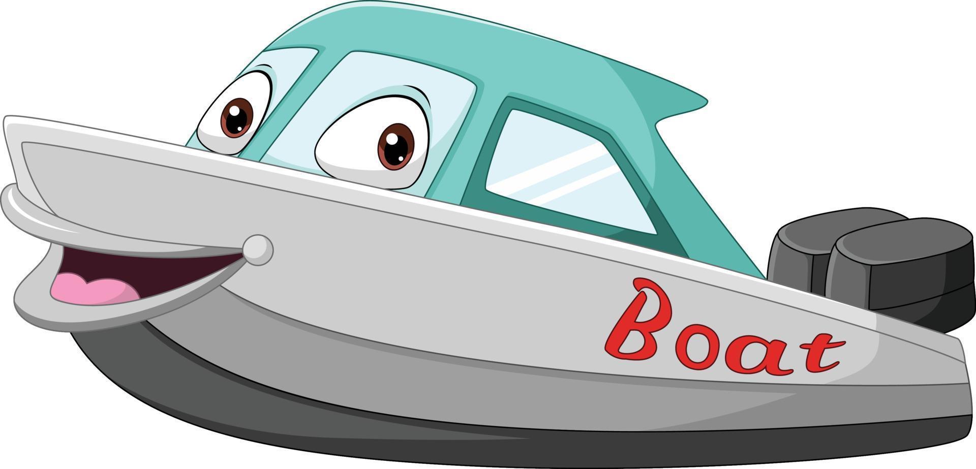 Cartoon smiling boat mascot character vector