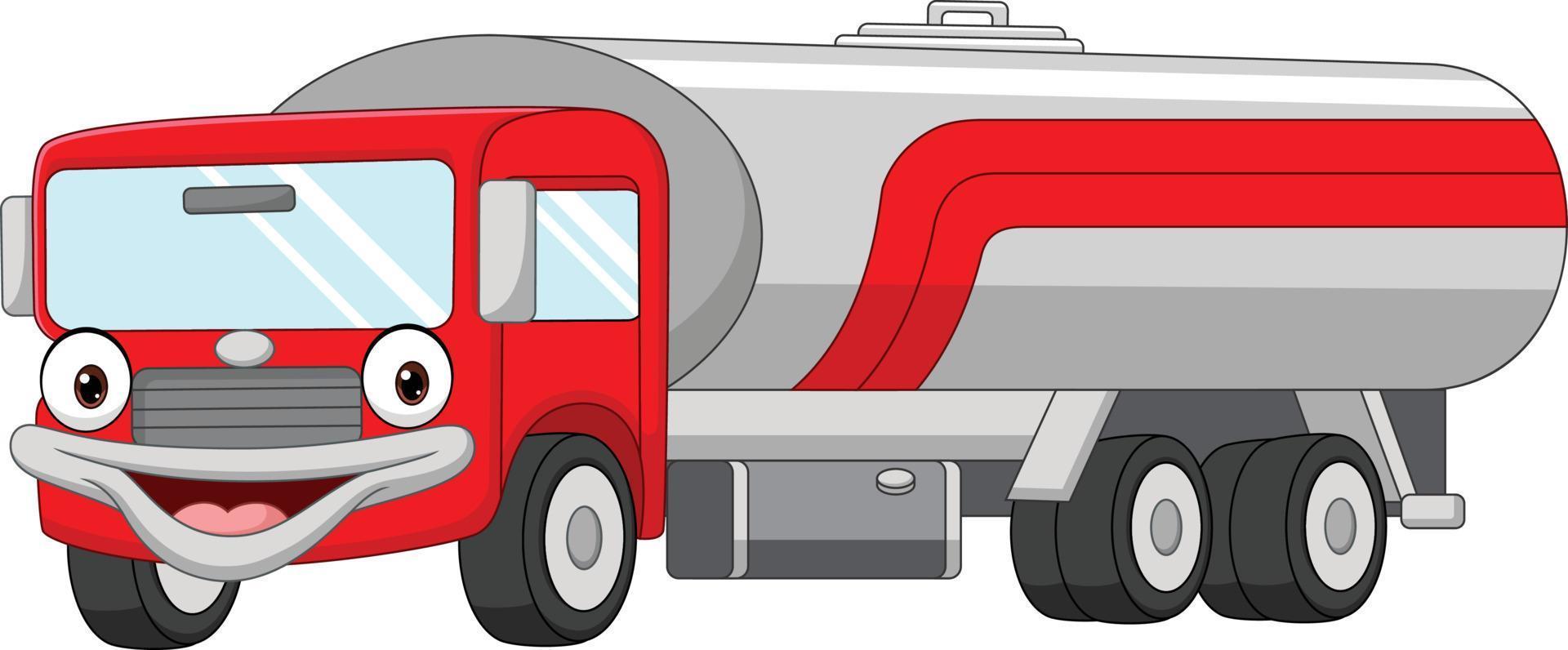 Cartoon smiling tanker truck mascot vector