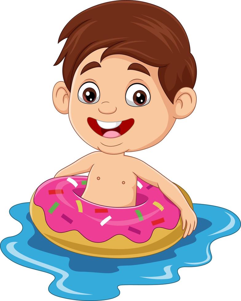 Young Kid Having Fun in Swimming Pool vector