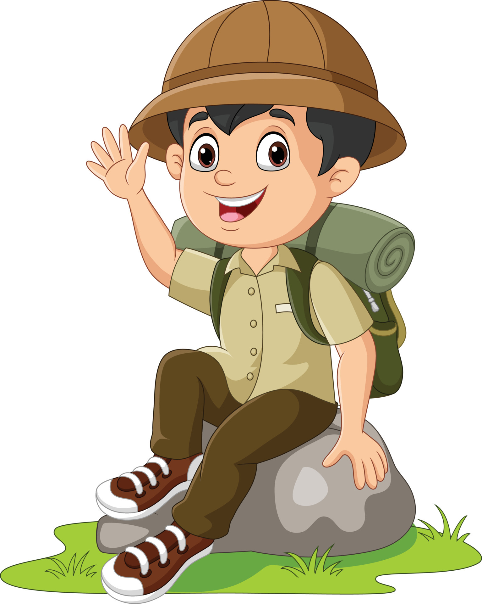 Cartoon boy scout sit on the rock waving hand 7153163 Vector Art at Vecteezy Cartoon boy scout sit on the rock waving hand 7153163 Vector Art at Vecteezy