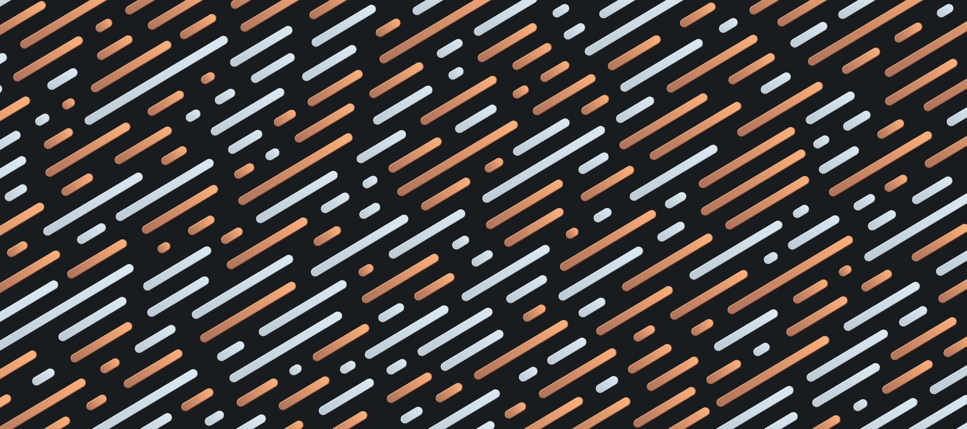Dynamic bronze and silver color round diagonal stripes on black background. Abstract white, gold and black color backdrop. Modern banner web template design. Futuristic technology style. Vector EPS10