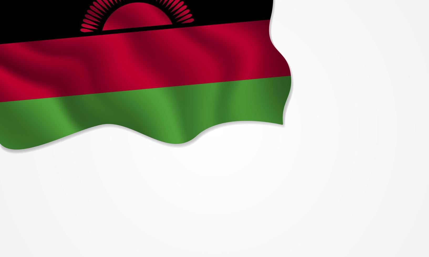 Malawi flag waving illustration with copy space on isolated background vector