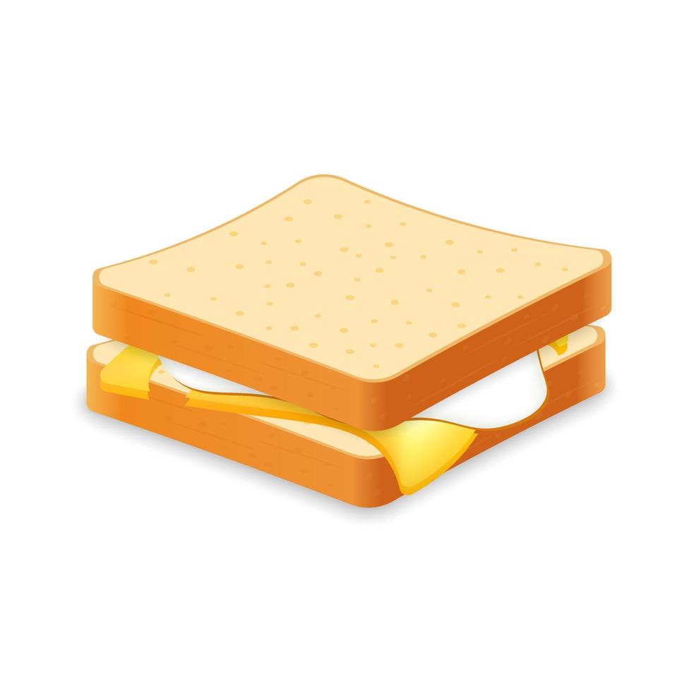 Sandwich from fresh bread with fried egg and cheese Illustration of fast food meal vector