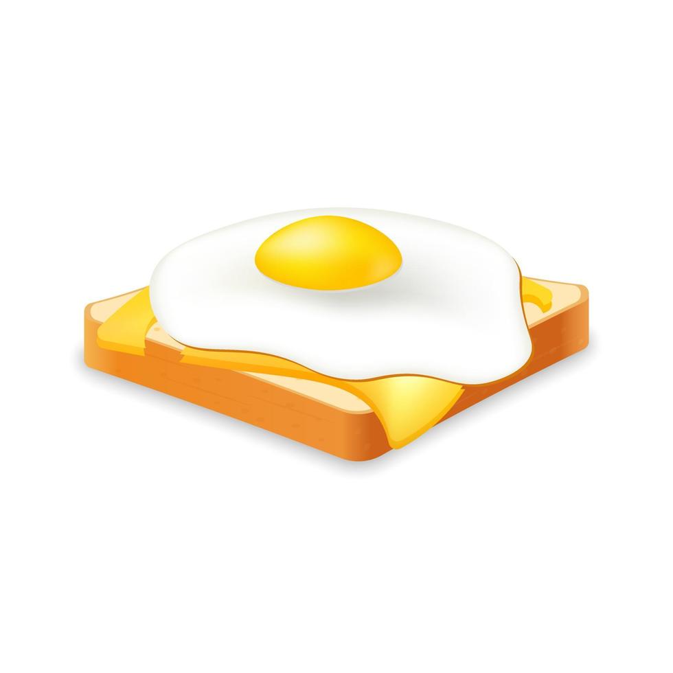 Sandwich from fresh bread with fried egg and cheese Illustration of fast food meal vector