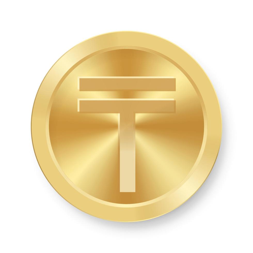 Gold coin of Tenge Concept of internet web currency vector