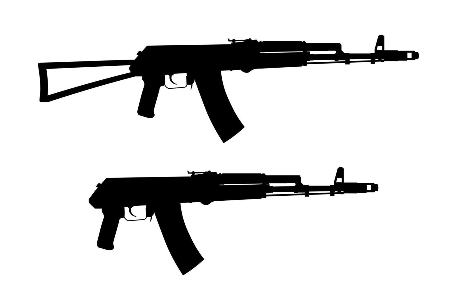 rifle de asalto, icono, de, ak74, sombra, silueta, de, arma de fuego vector