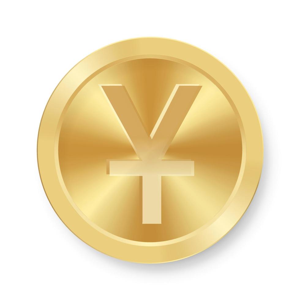 Gold coin of Chinese yuan yen symbol Concept of internet currency vector