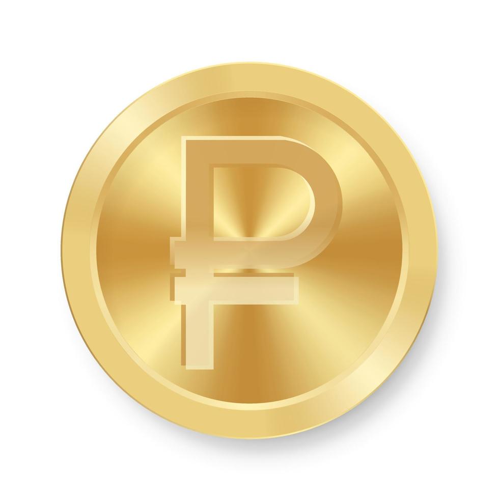 Gold coin of russian ruble Concept of internet currency vector