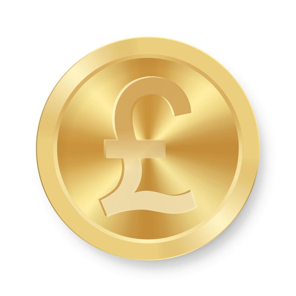 Gold coin of pound sterling Concept of internet currency vector