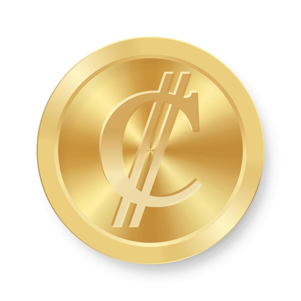 Gold Colon coin Concept of internet web currency vector