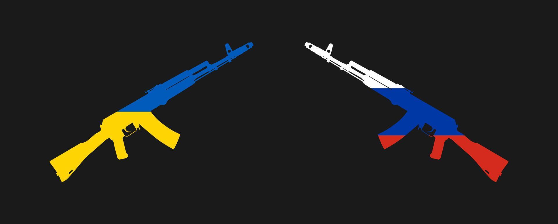 Ukraine vs Russia Military conflict between Ukrainian and Russian country and nation vector