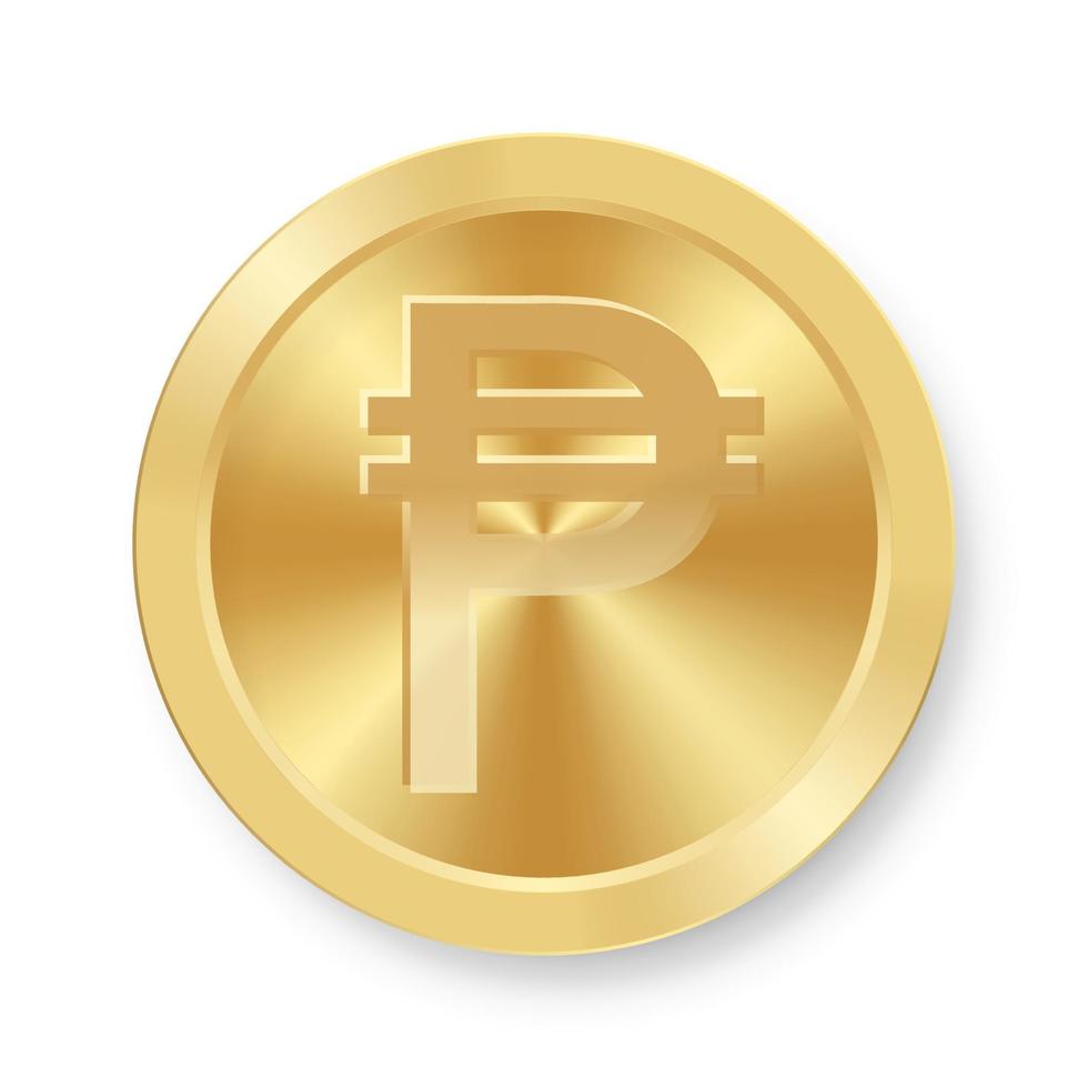 Gold coin of Peso Concept of internet web currency vector