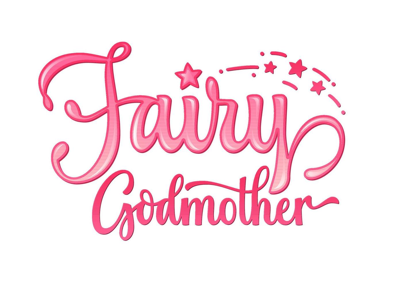 Pink sticker with Fairy Godmother text vector