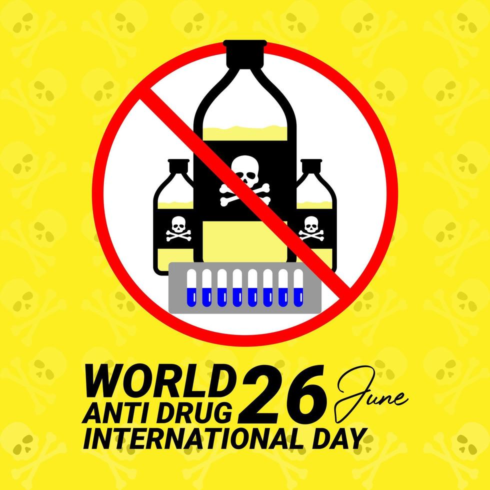 greeting card design for world anti-drug day vector