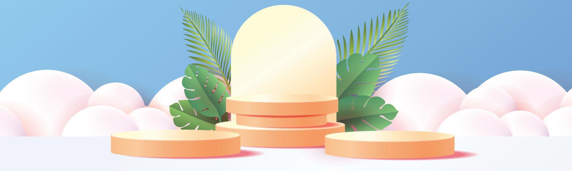 podium summer tropical minimal banner yellow product vector