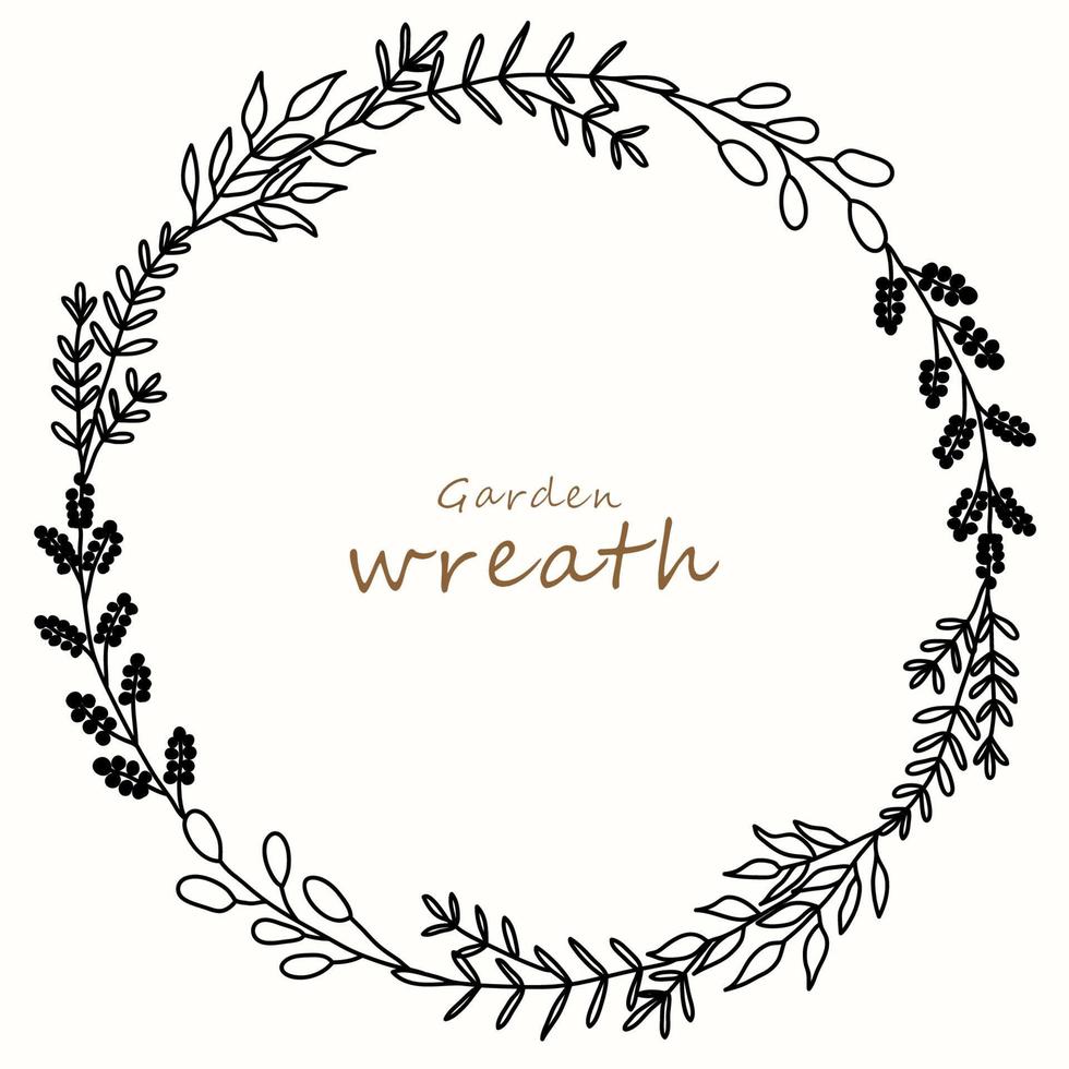 Hand drawn leaf wreath garden vector. vector