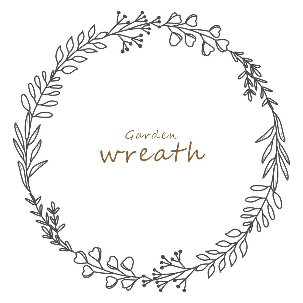 Hand drawn leaf wreath garden vector. vector