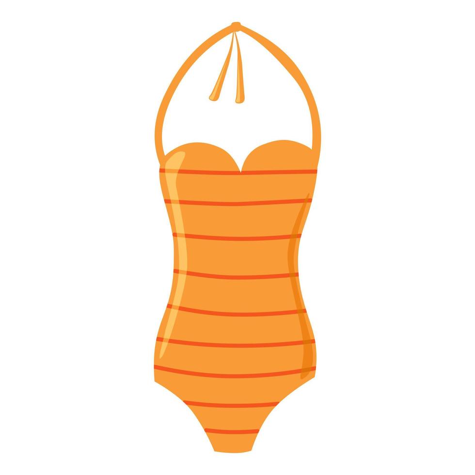 Orange woman swimsuit with stripes vector isolated illustration