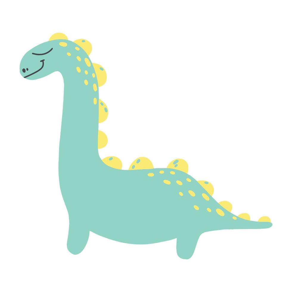 Children's cartoon dinosaur on a white background. Vector illustration. Dino in doodle style.
