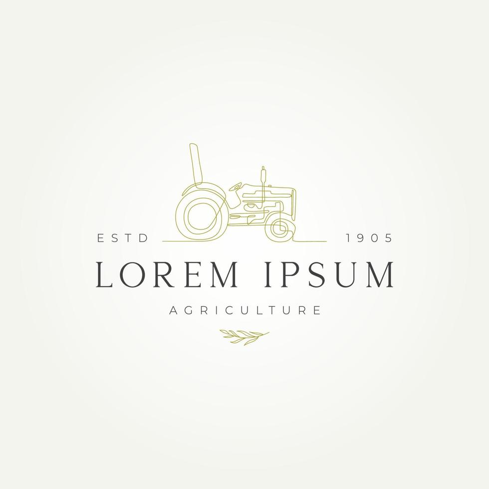 tractor line art logo vector illustration design
