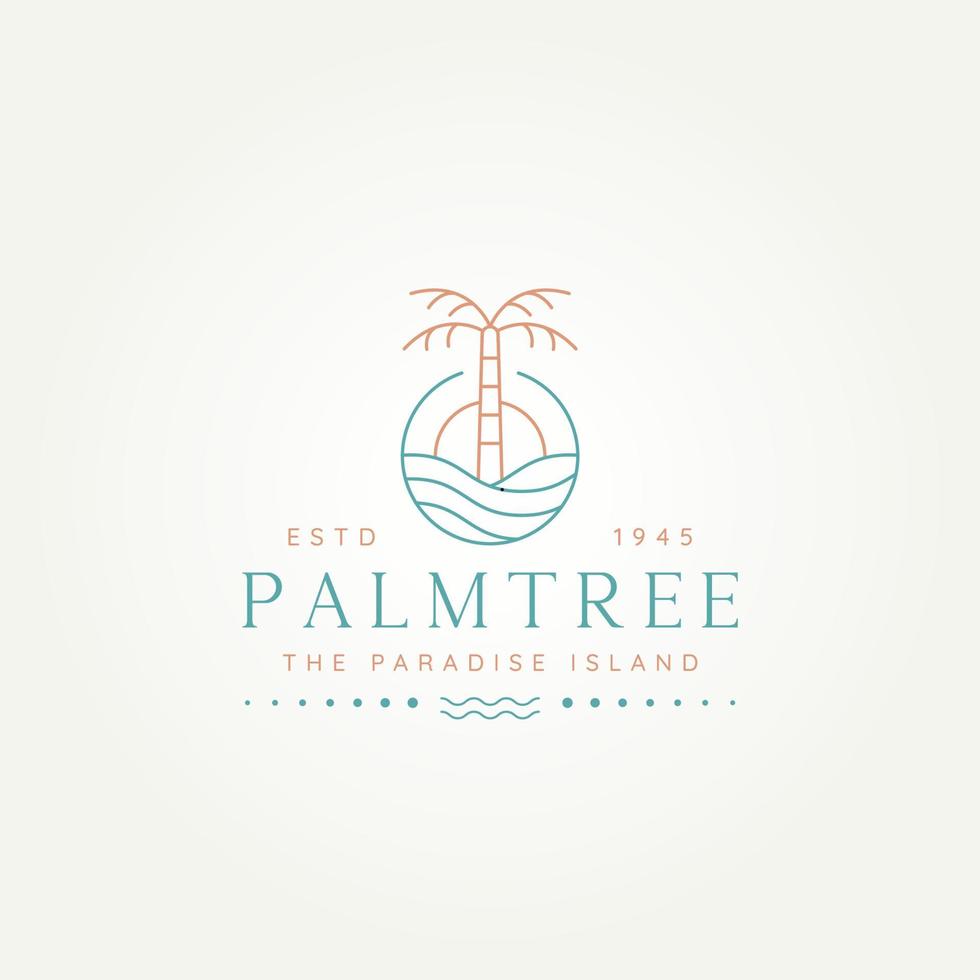 tropical palm tree minimalist line art logo design vector