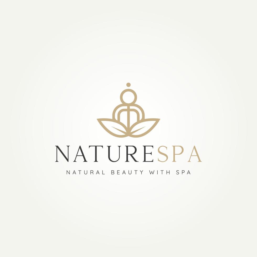 nature wellness spa minimalist line art logo template vector illustration design