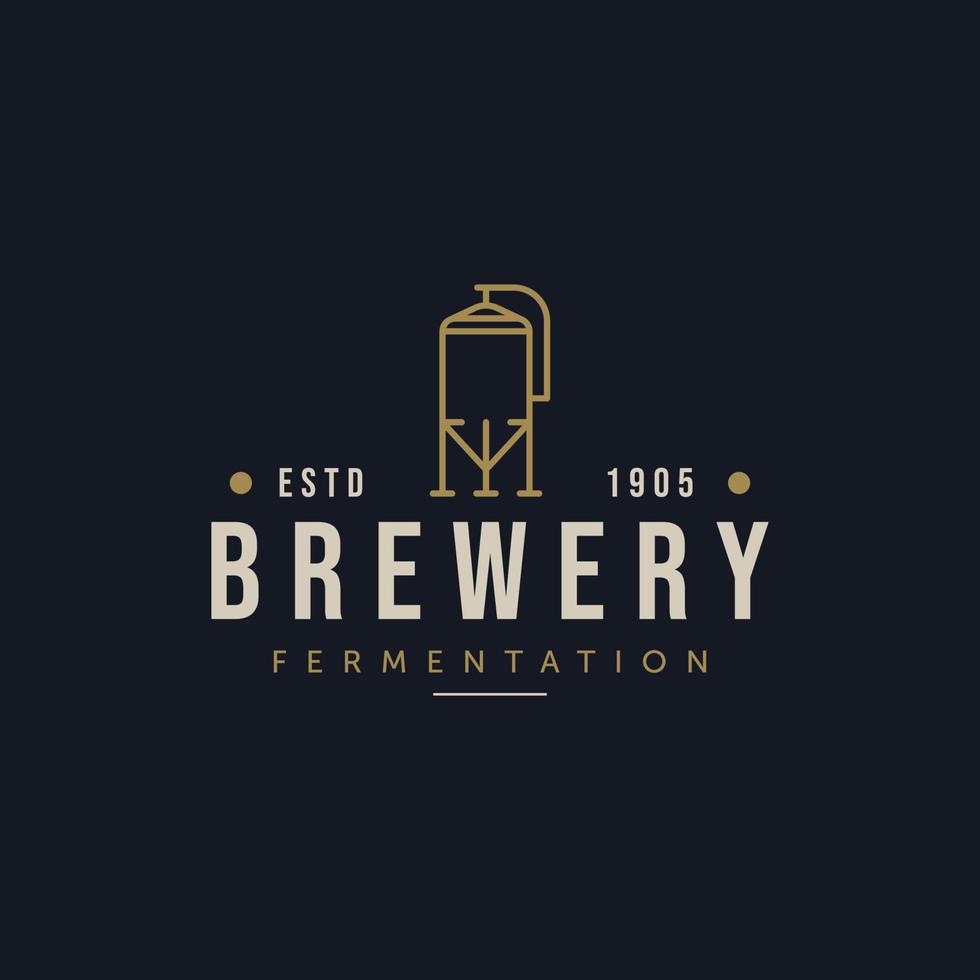 diseño de logotipo de arte de línea de cerveza artesanal y cervecería vector