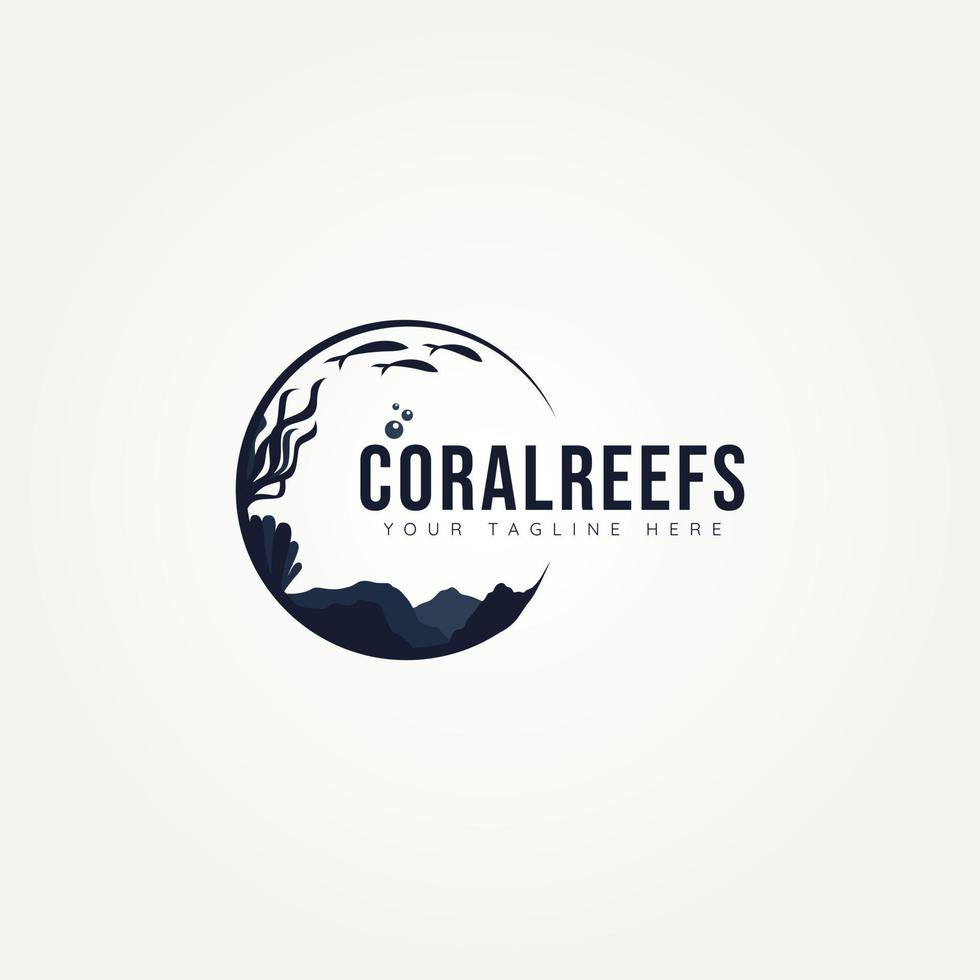 silueta arrecife de coral acuático océano icono logotipo plantilla vector ilustración diseño