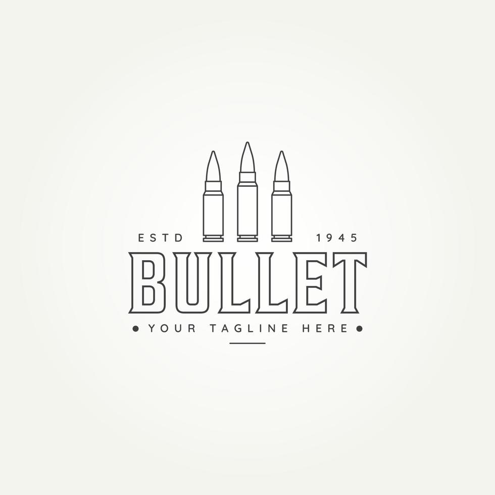 logotipo de insignia de arte de línea de munición de bala militar moderna vector