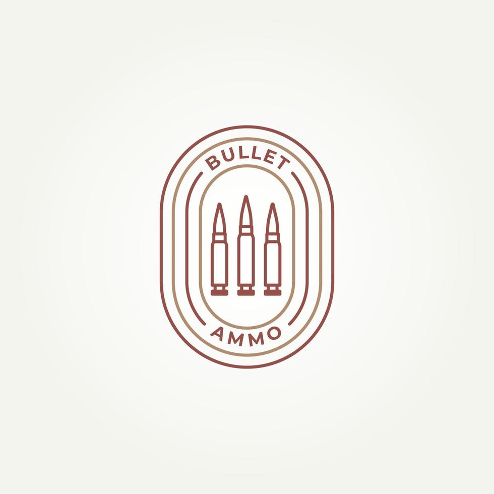 bullet ammo simple line art badge emblem logo vector