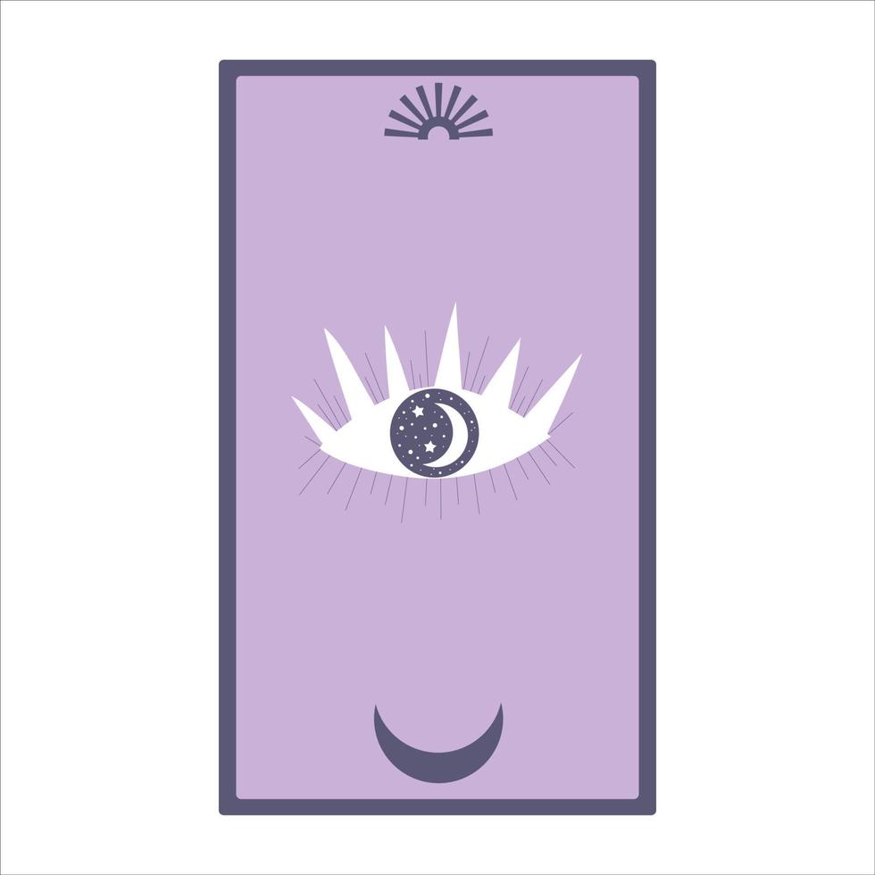 Tarot cards with eye and sun isolated on a white background. Celestial magic for occult and divination. Purple minimalism cards. Flat vector illustration.