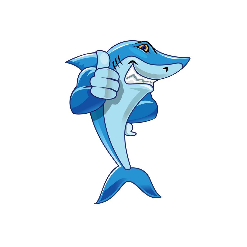 logotipo de mascota de ilustración de personaje de dibujos animados de tiburón vector