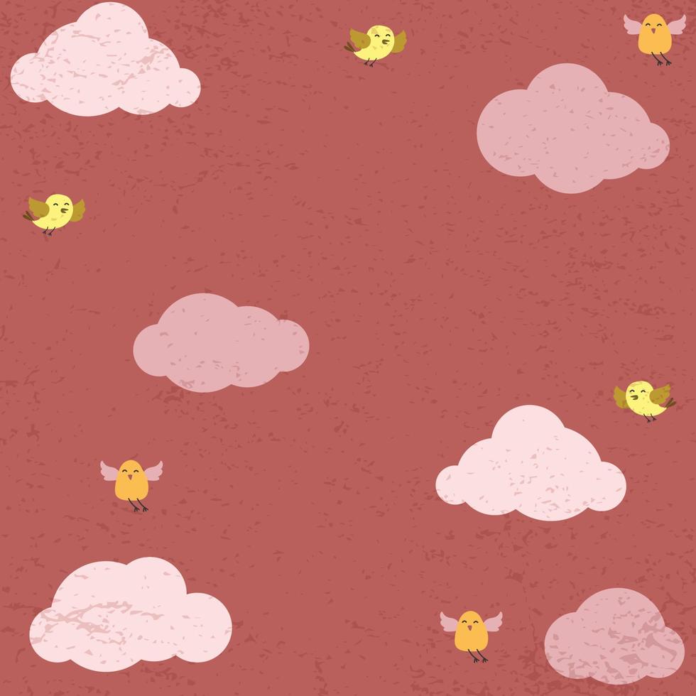 cloud birds sky background pastel colors vector