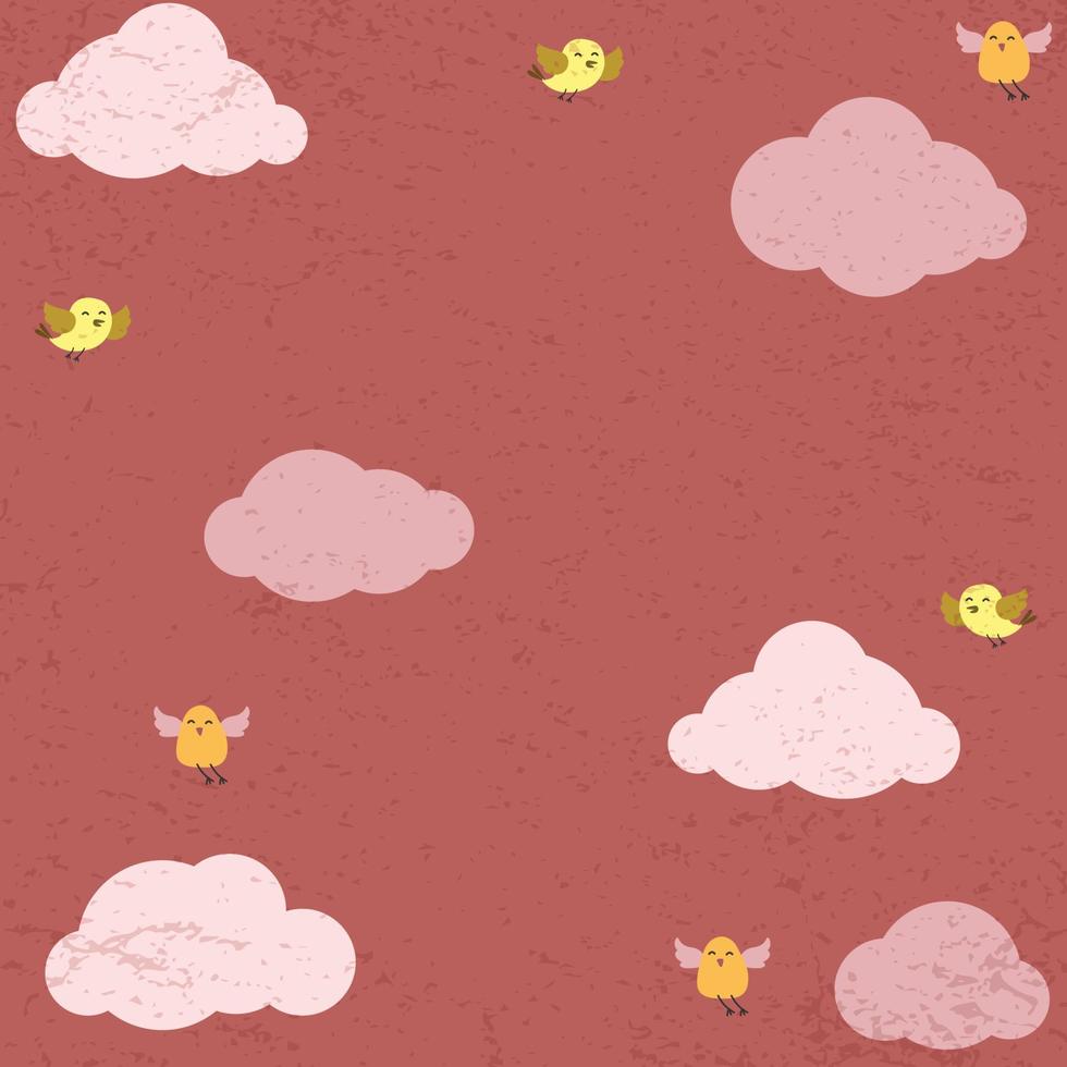 nube pájaros cielo fondo colores pastel vector